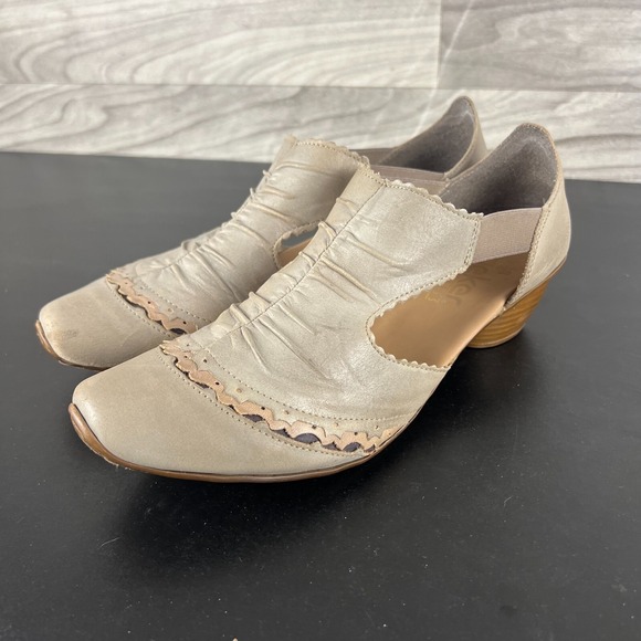Rieker Antistress Shoes Women's Size 10 Grayish Beige Slip On Elastic Western - Picture 1 of 16